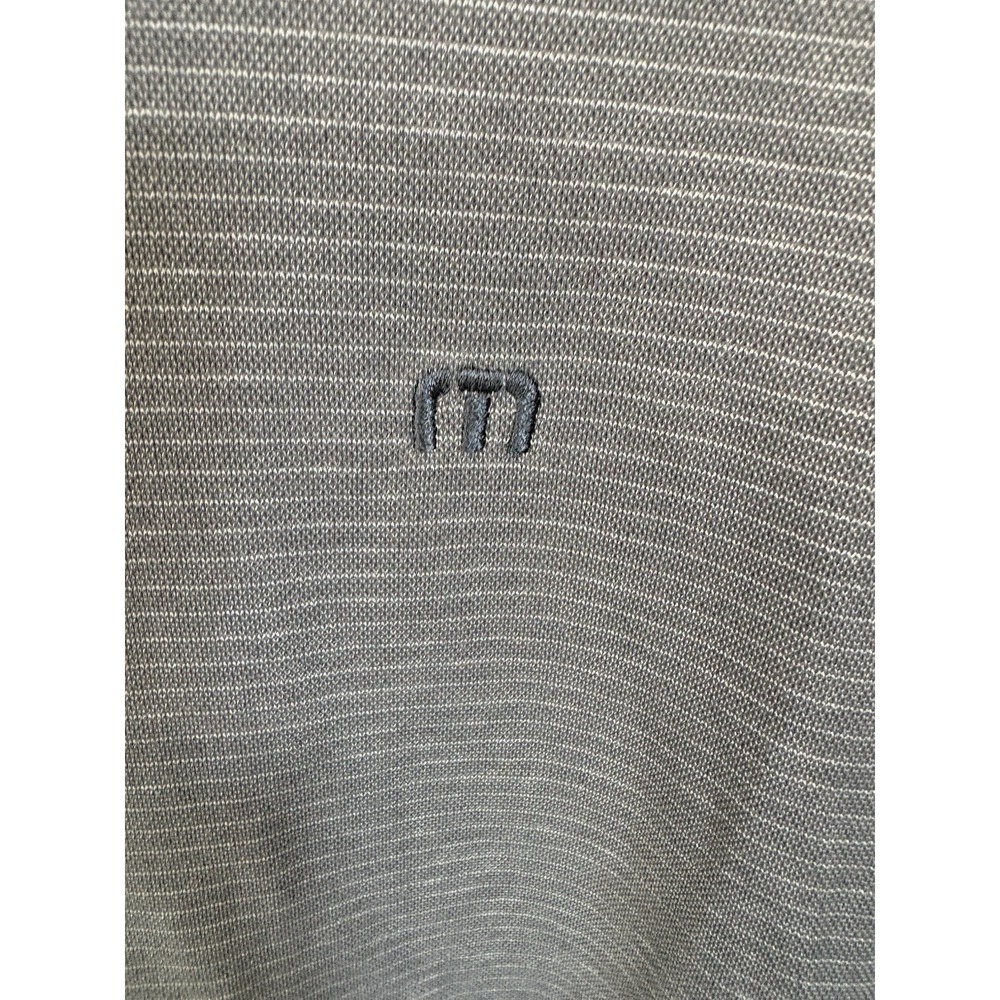 Travis Mathew Blue Striped Polo Shirt Size Medium Golf Preppy Performance - Picture 4 of 5